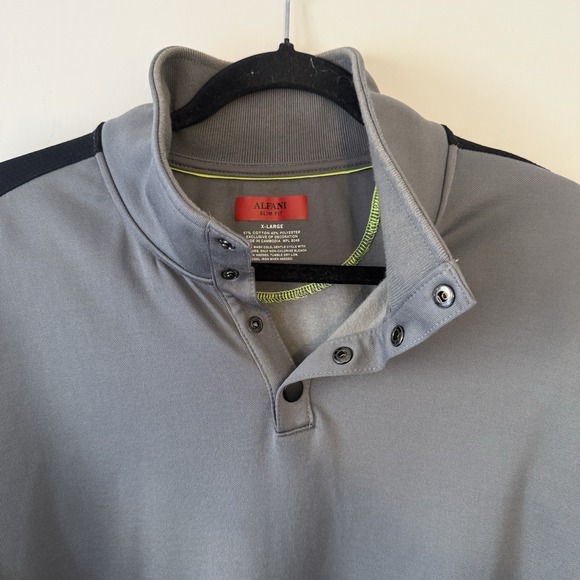 Alfani Men's XL Grey/Black 1/4 Snap Pullover Sweater Long Sleeve Slim Fit - Picture 2 of 6